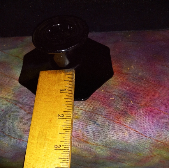 Vintage Black Amethyst Glass Depression  Candle Holders Octagon - Picture 6 of 9